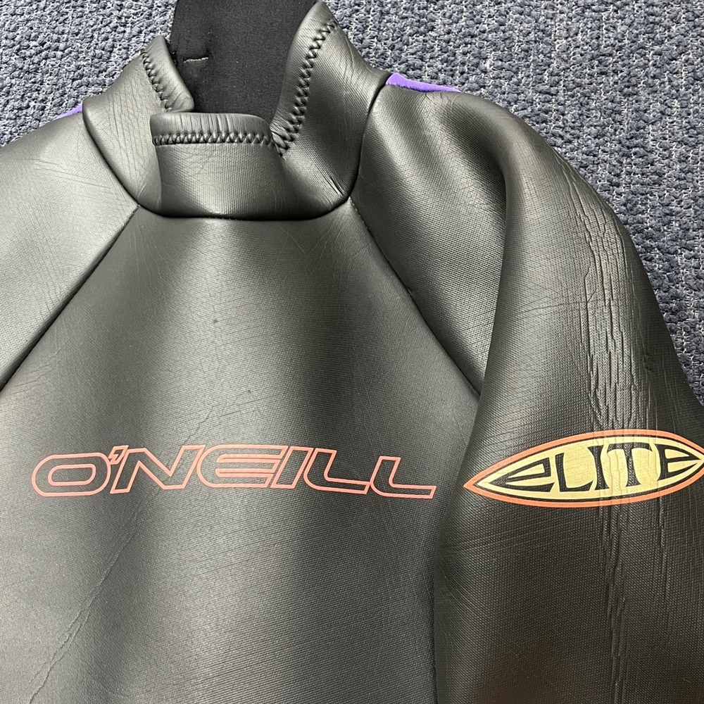 O'Neill Elite 3/2mm Shorty Wetsuit Black Purple Vintage Style 9455 Womens Sz 12 - Picture 6 of 11